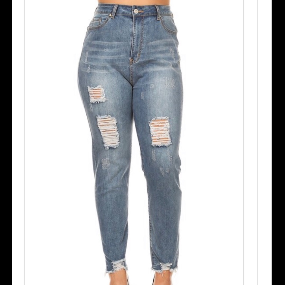 Plus size high waist  jeans